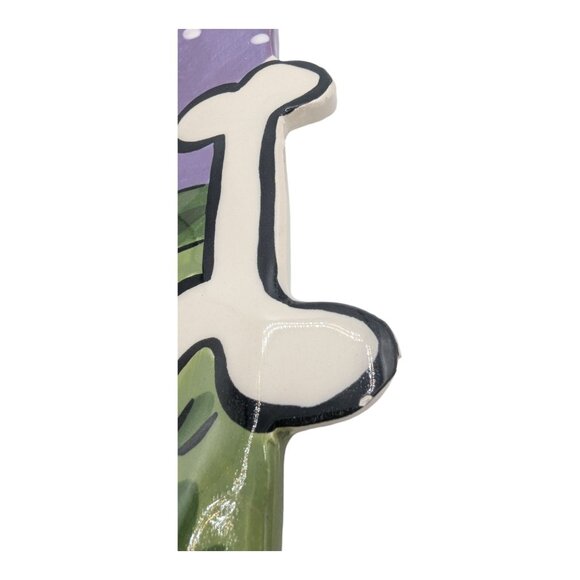 Hand-Painted Ceramic Westie Dog Plate Tray Signed by Artist Bone Handles 11 3/4" - Picture 6 of 8